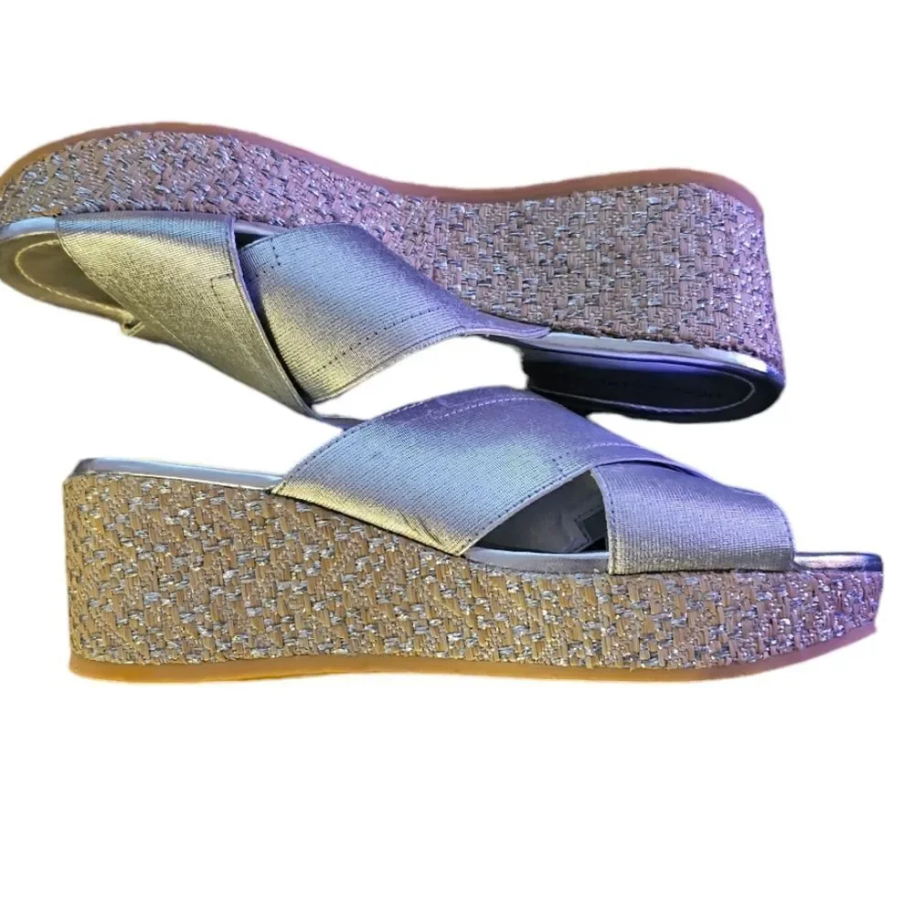 Donald J Pliner - Savee Silver Metallic Wedge Sandals - NEW w/o Box - 7.5